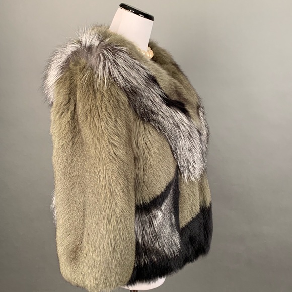 Gorgeous Fox Fur color block coat S fits like M - Picture 6 of 7